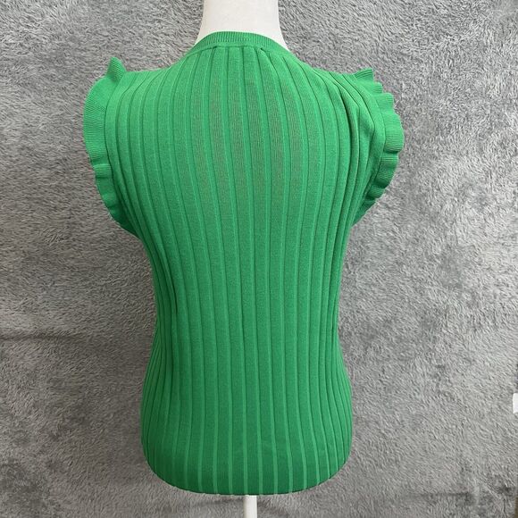 Ann Taylor Sleeveless Kelly Green Large Top Preowned - Picture 2 of 7
